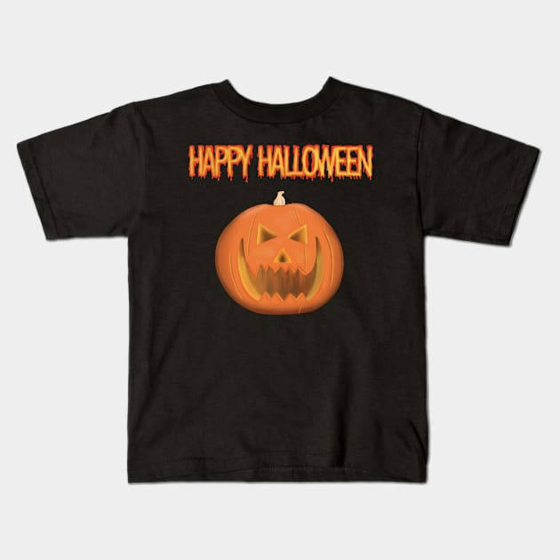 Spooky Halloween Pumpkin Head Kids T-Shirt by Brushes with Nature